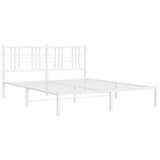 White Metal Bed Frame with Headboard