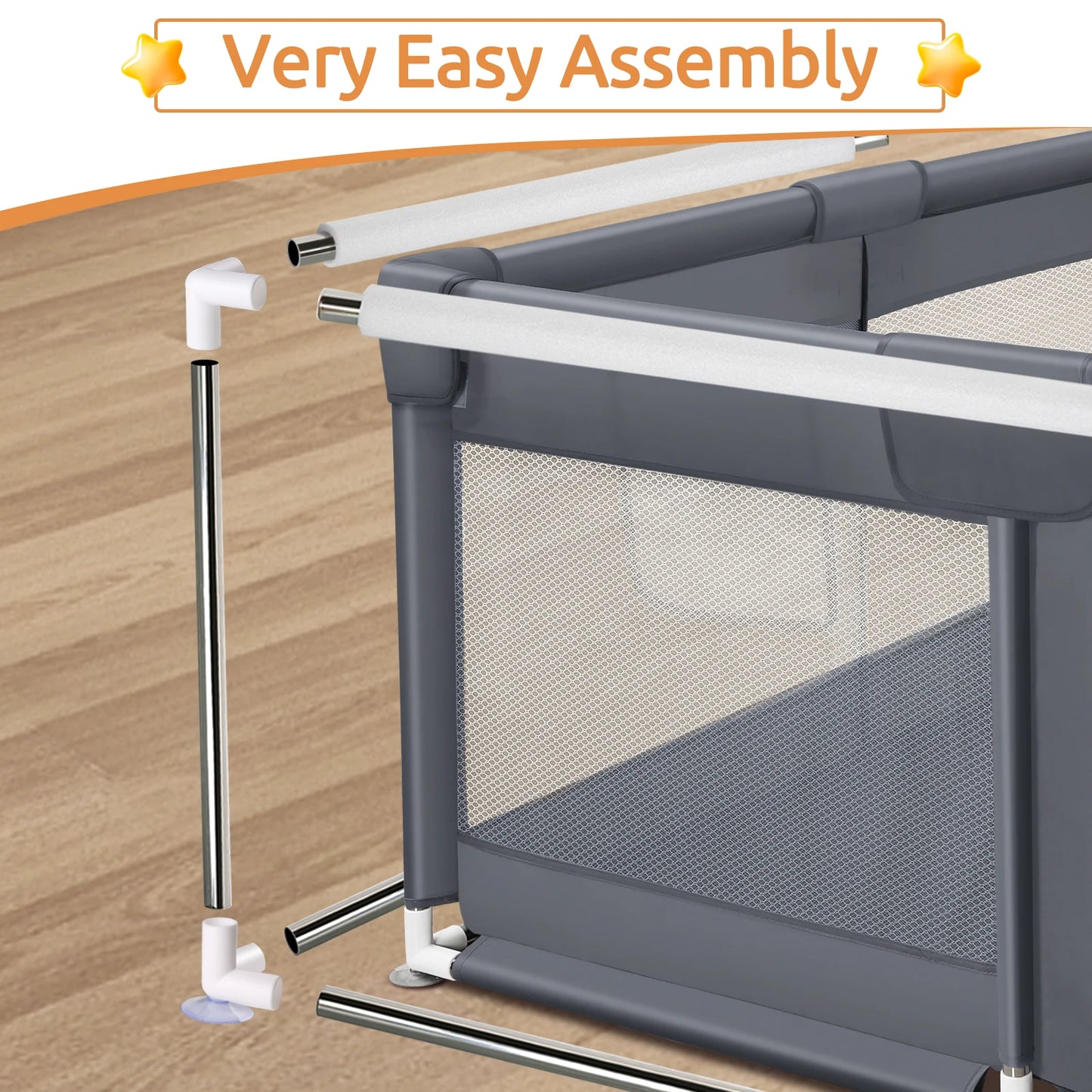 Breathable mesh kid’s fence with anti-collision foam