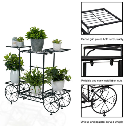 Large metal garden cart plant stand