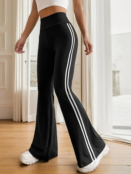 Side striped flare leg pants