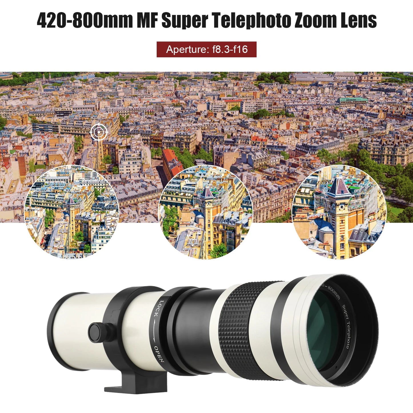 Camera mf super telephoto zoom lens