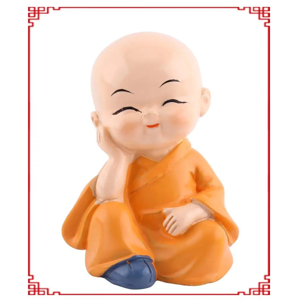 4 mini buddha monks resin figurines