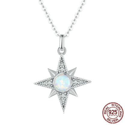S925 Silver Star Opal Necklace