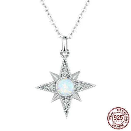S925 Silver Star Opal Necklace