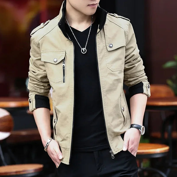Fashion Stand Collar Cargo Jacket Coat