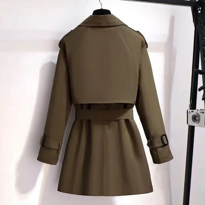 Elegant ladies windbreaker double breasted coat