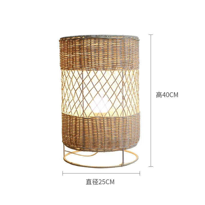Retro Hand-woven Rattan Floor Lamp