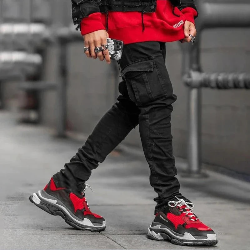 Multi Pockets Elastic Denim Jeans