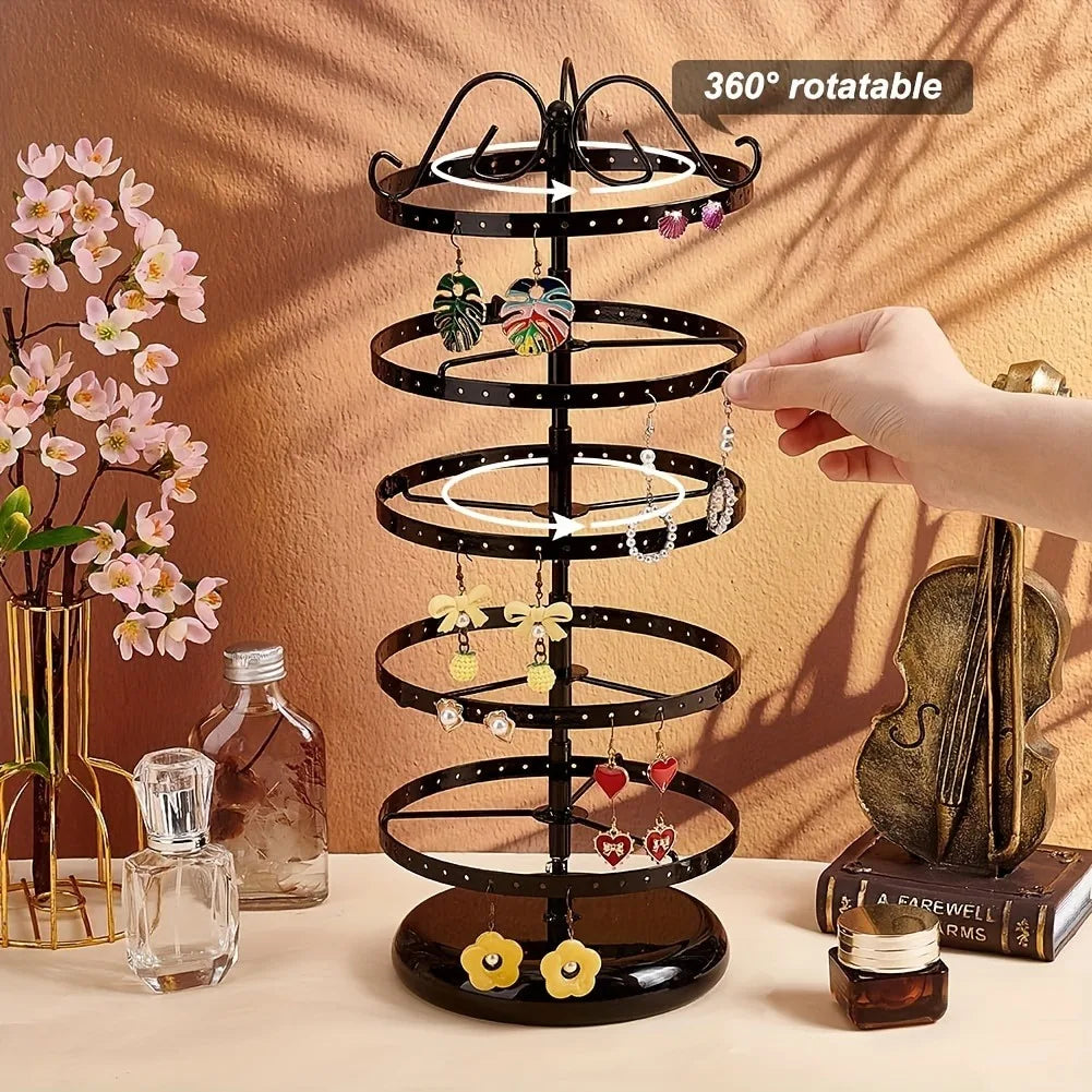 5-tier rotating metal jewelry stand