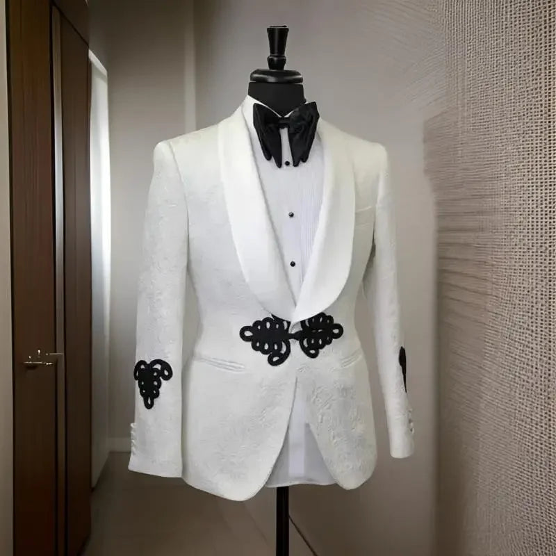 Floral men's suit jacket with mandarin buttons