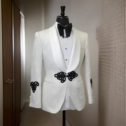 Floral men's suit jacket with mandarin buttons