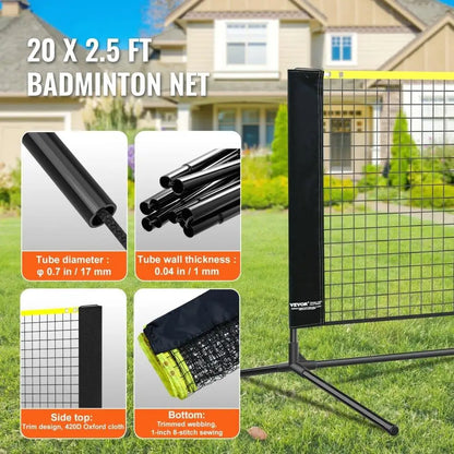 Adjustable 20ft badminton & volleyball set