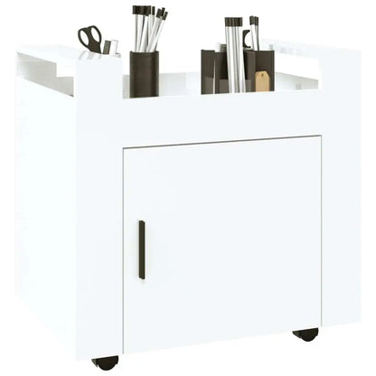 High gloss white desk trolley