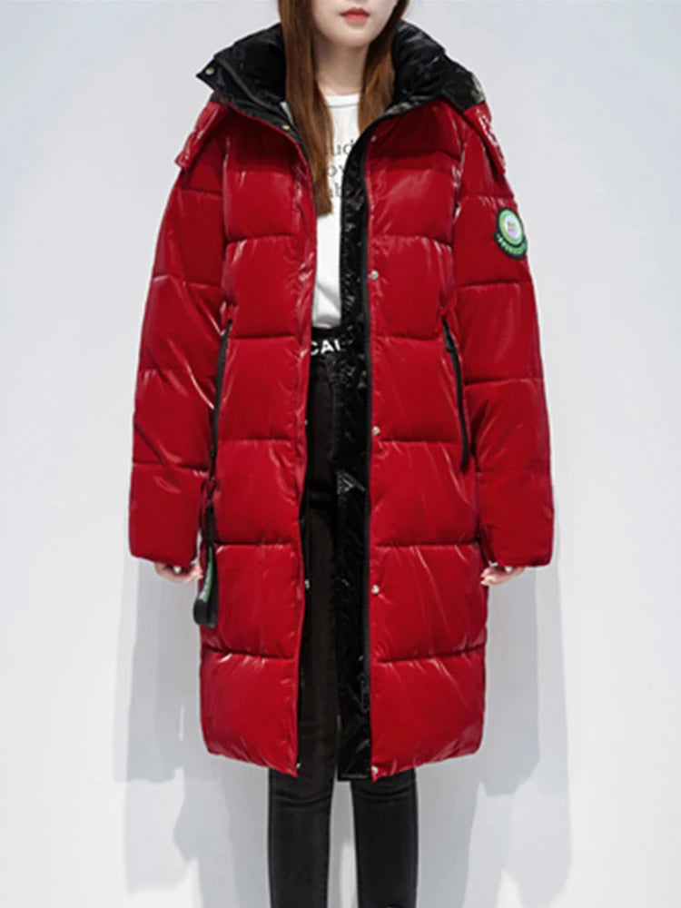 Women's long puffer loose waterproof coat