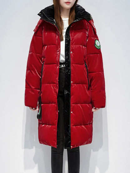 Women's long puffer loose waterproof coat
