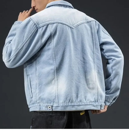 Down collar single breasted loose jacket