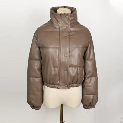 Women's elegant zipper faux leather jackets