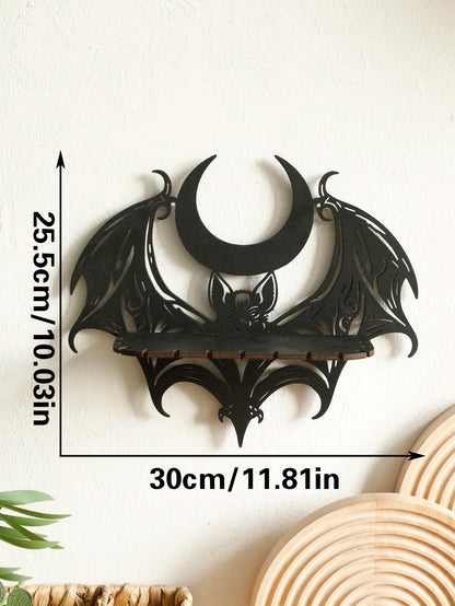 Black Halloween Wooden Wall Shelf