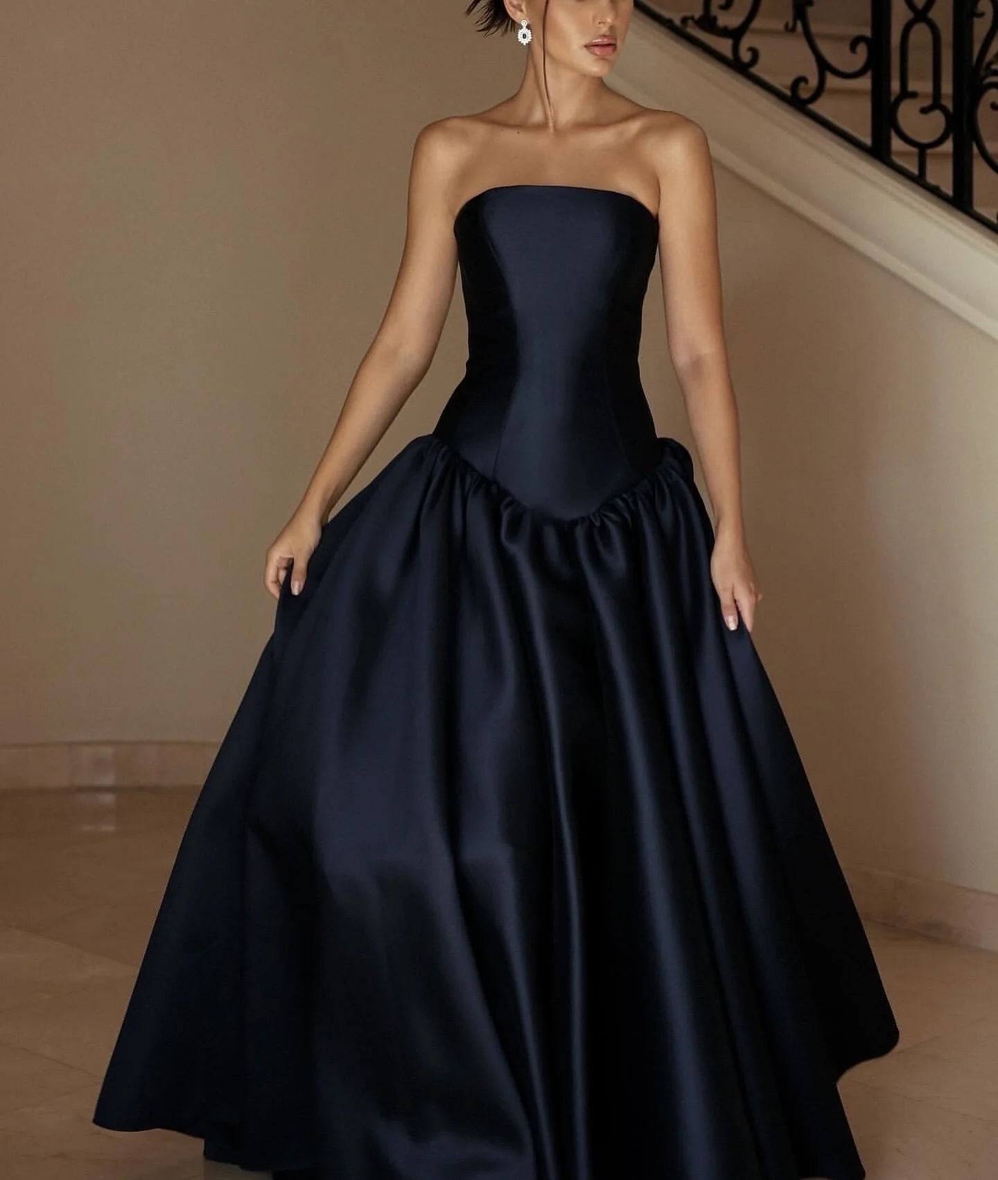 Elegant strapless a-line party evening dress