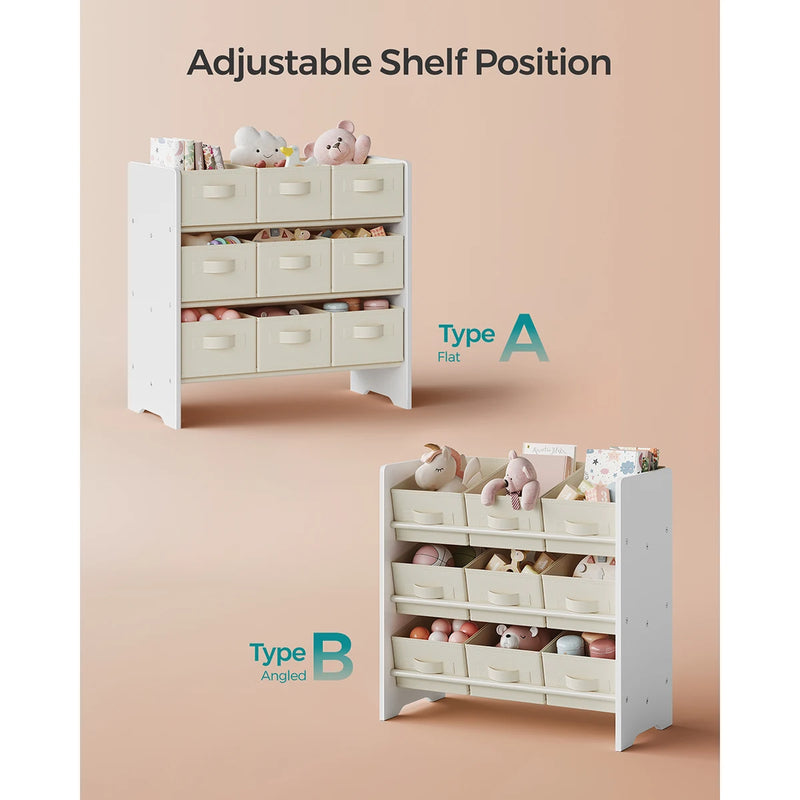 Kid Toy Shelf with 9 Non-Woven Fabric Boxes