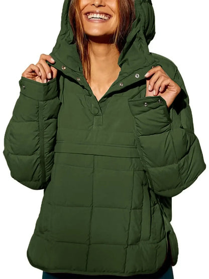 Hooded full sleeve loose casual coat