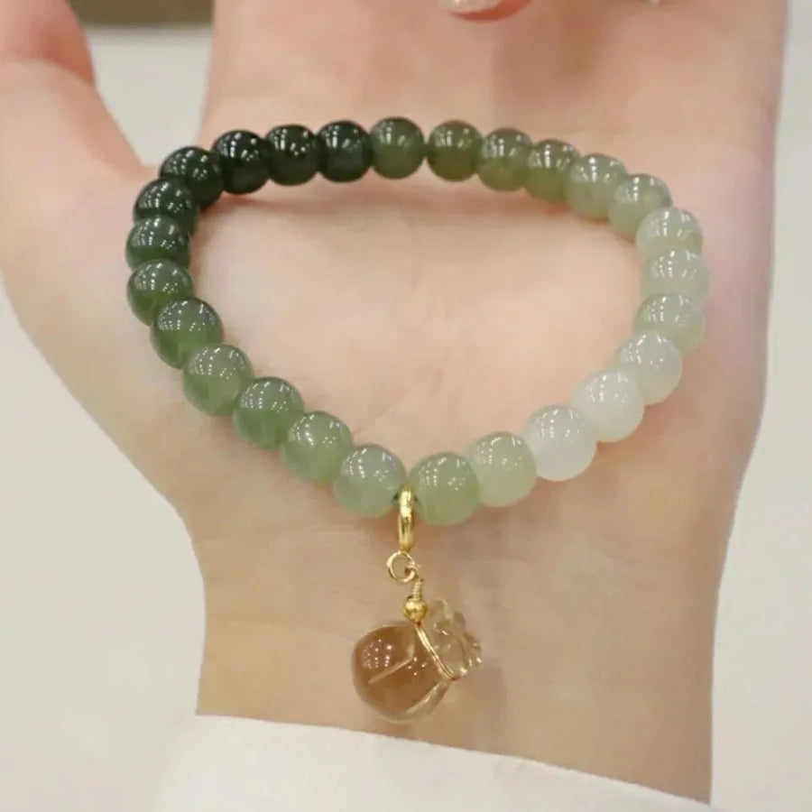 Gradient Jade Barrel Bead Bracelet