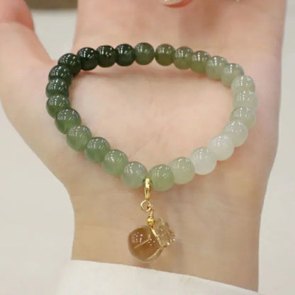 Gradient Jade Barrel Bead Bracelet