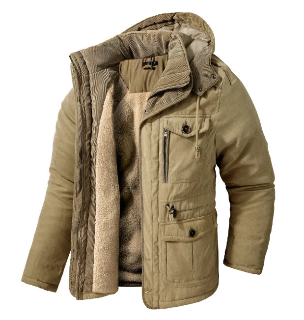 Lamb wool hooded cotton jacket