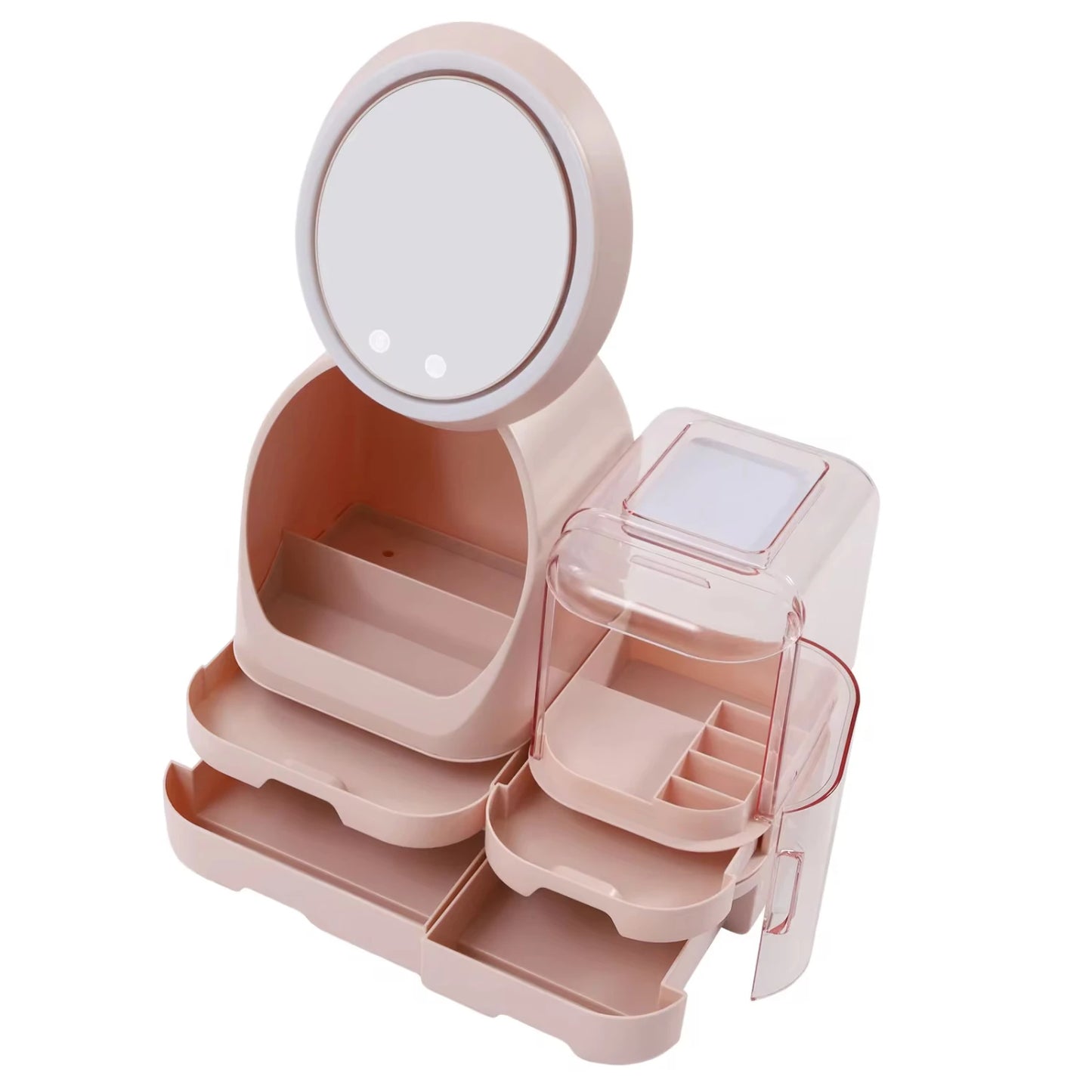Waterproof makeup organizer case with mirror