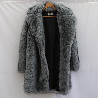 Winter thickened warm mink fur long coat