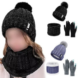 Thick Knit Hat Scarf and Touchscreen Gloves Set