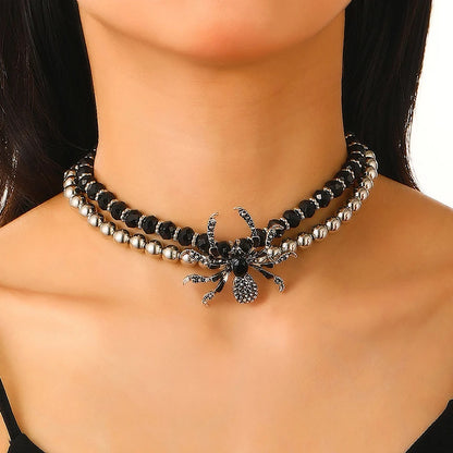 Gothic Black Spider Beads Halloween Bracelet
