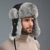 Windproof Super Warm Real Rabbit Fur Bomber Hat