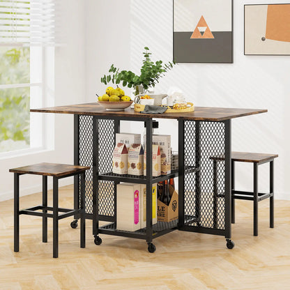 Foldable dining table set