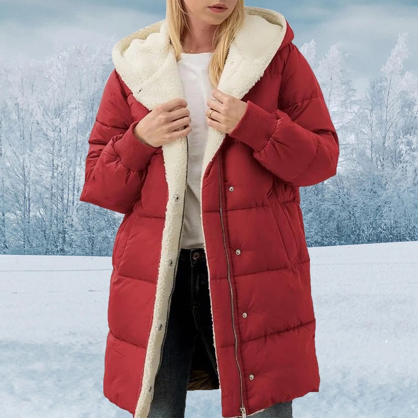 Double faced fleece slim fit temperament wool coat