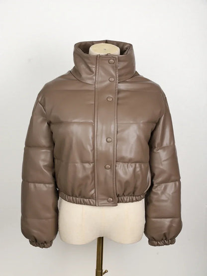 Women's elegant zipper faux leather jackets