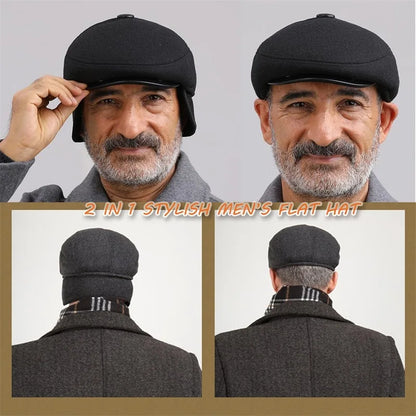 5 panels beret hat with ear flaps