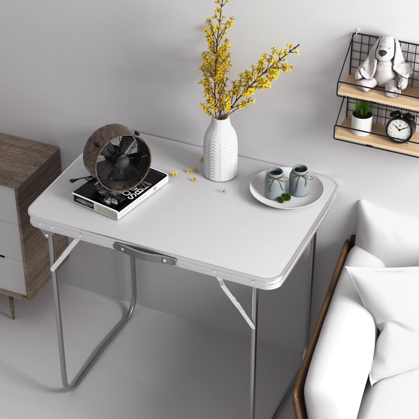 Portable aluminum folding table