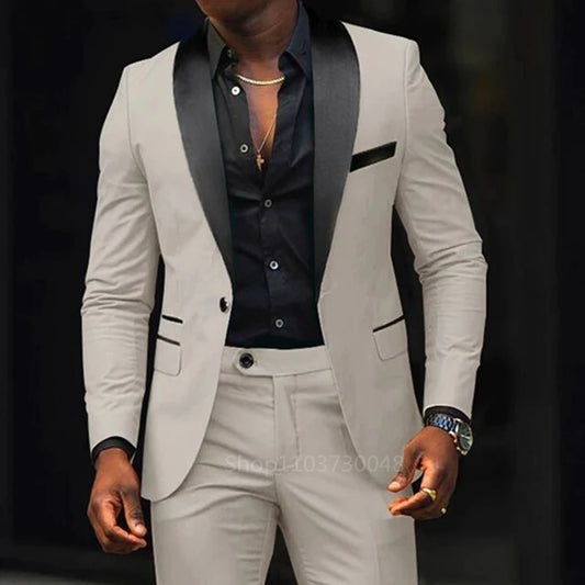 Casual 2 piece men's wedding suits