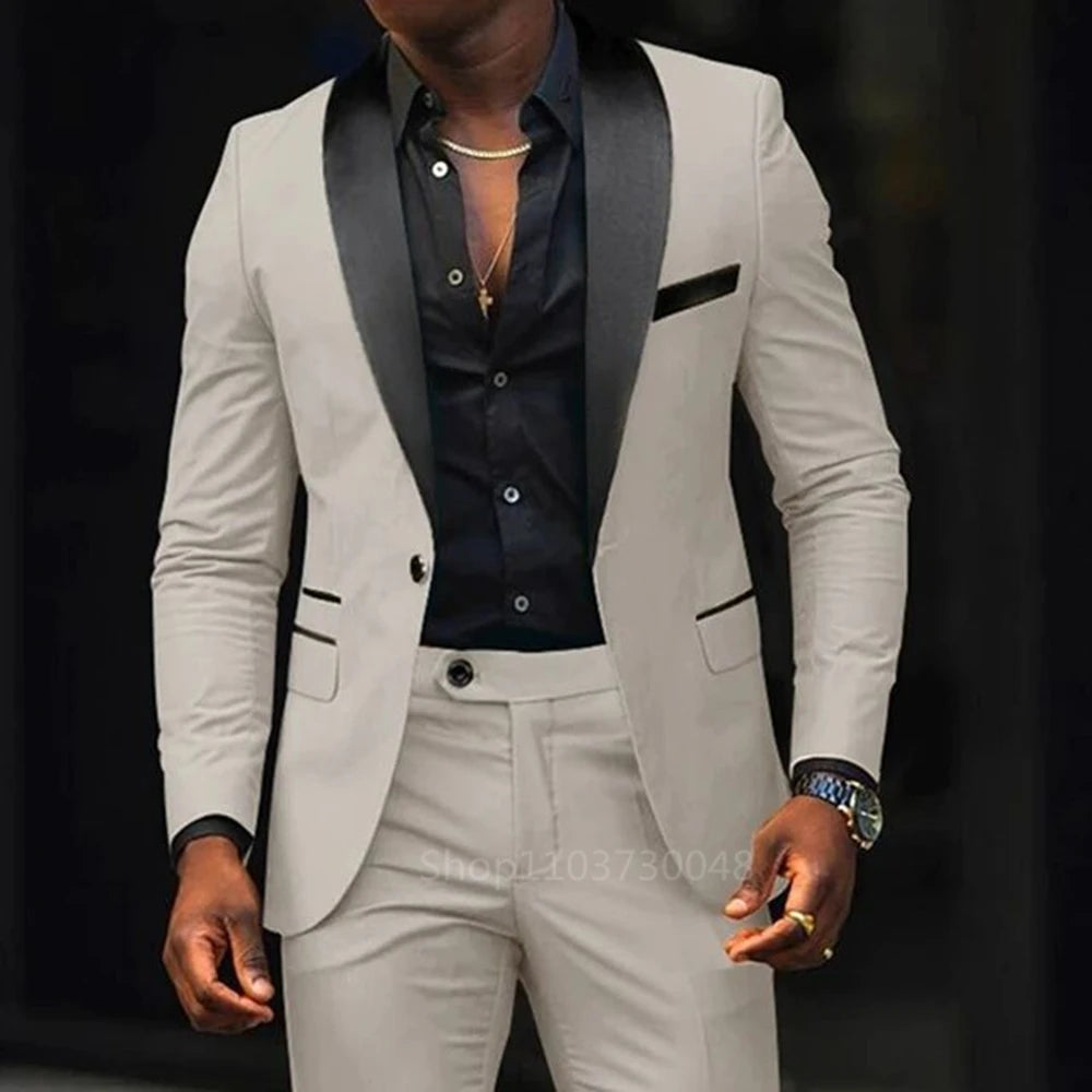 Casual 2 piece men's wedding suits