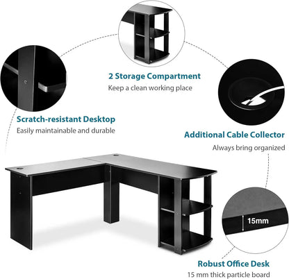 L-shaped large computer desk