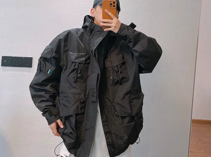 Winter retro multi-pocket waterproof jacket