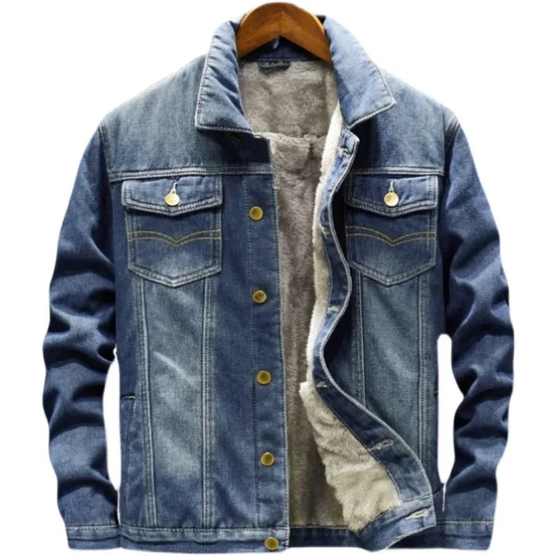 Down collar single breasted loose jacket