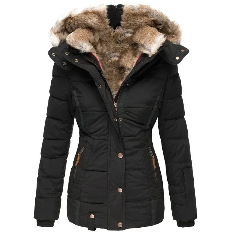 Winter warm wool collar cotton coat