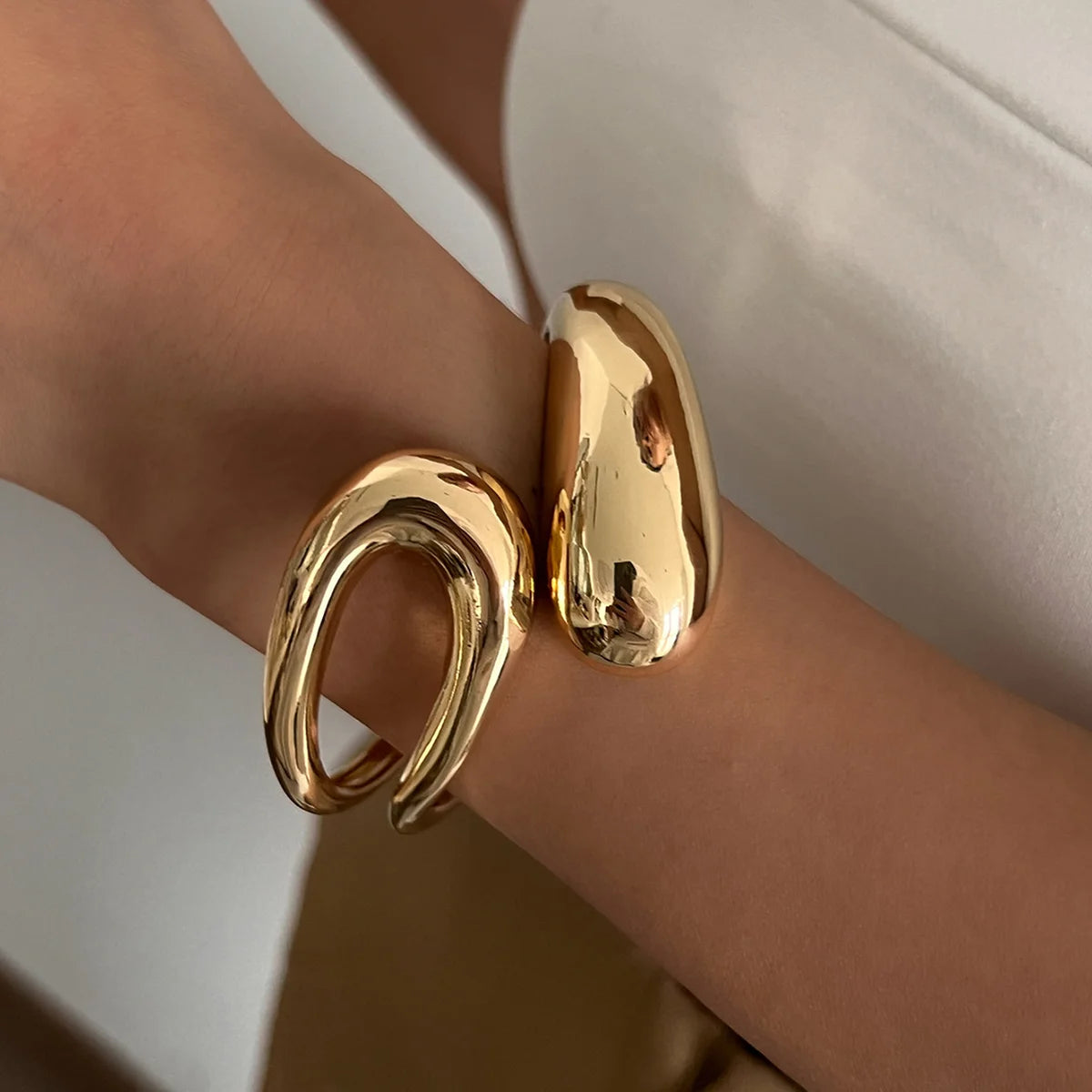 Geometric Snake Shaped Open Bangles