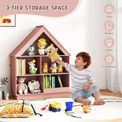 Bookshelf wooden 5-cubby kid's dollhouse toy