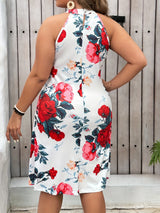 Plus Size Leopard Print Curved Hem Dress