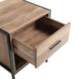 Metal Frame Wood Industrial Bedside Table