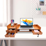 2 Keys Computer Rack with Drawers & Phone Holder Wood