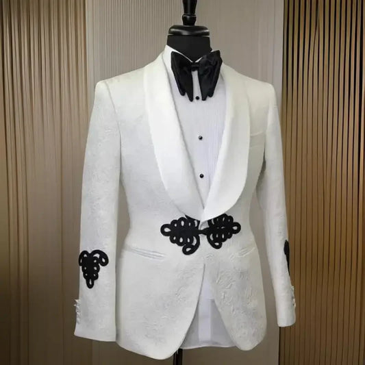 Floral men's suit jacket with mandarin buttons